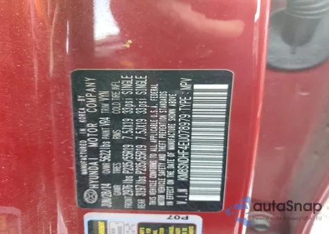 2014 Hyundai Santa Fe Gls z USA, uszkodzony, nr VIN KM8SNDHF4EU078979